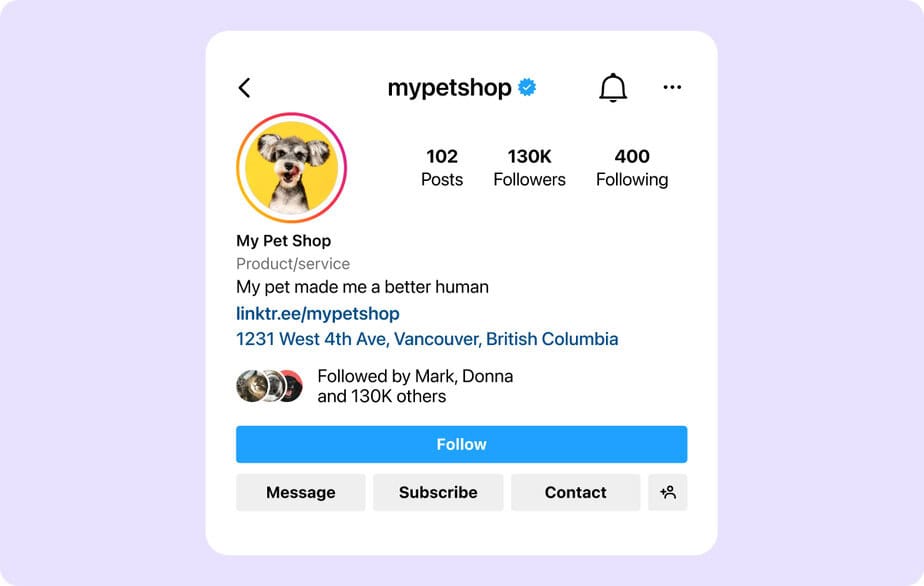 Instagram bio with location